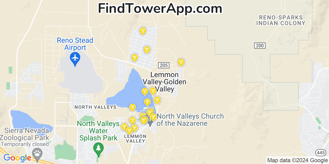 AT&T 4G/5G cell tower coverage map Golden Valley, Nevada