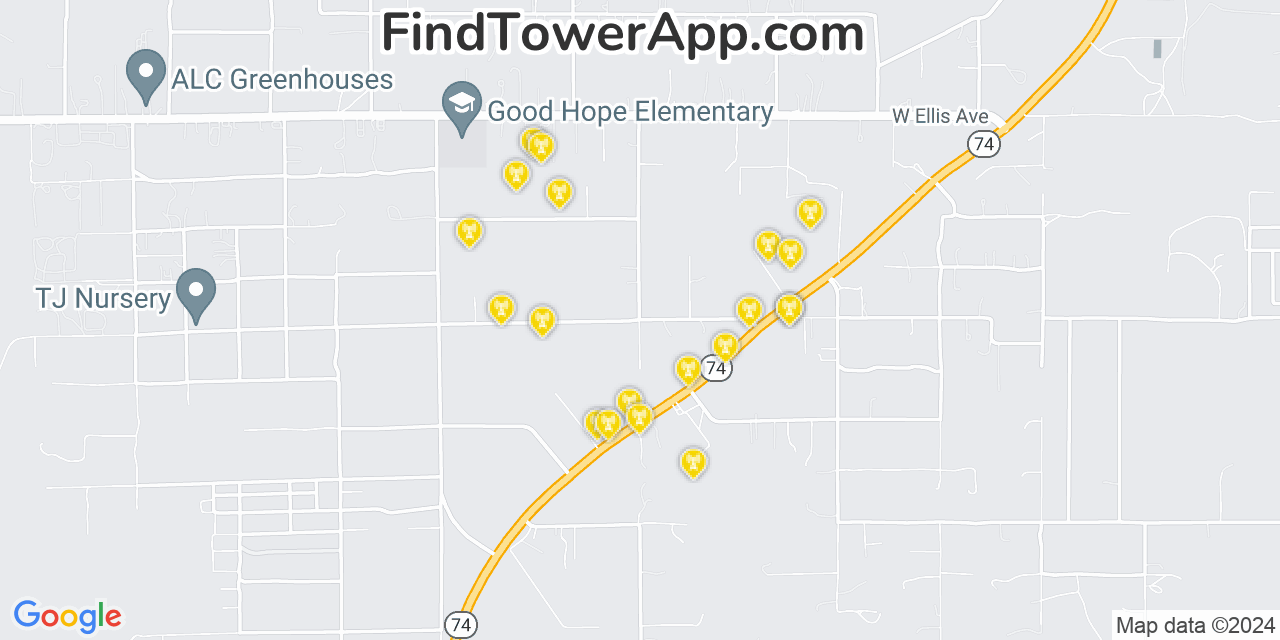 T-Mobile 4G/5G cell tower coverage map Good Hope, California