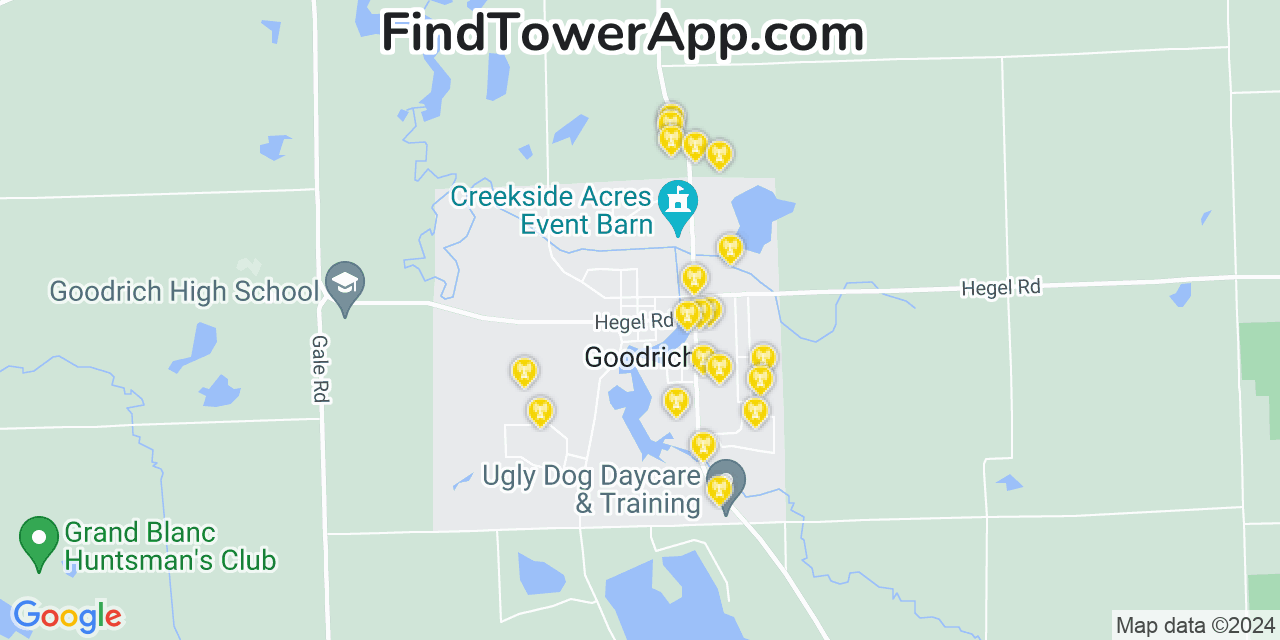 Verizon 4G/5G cell tower coverage map Goodrich, Michigan