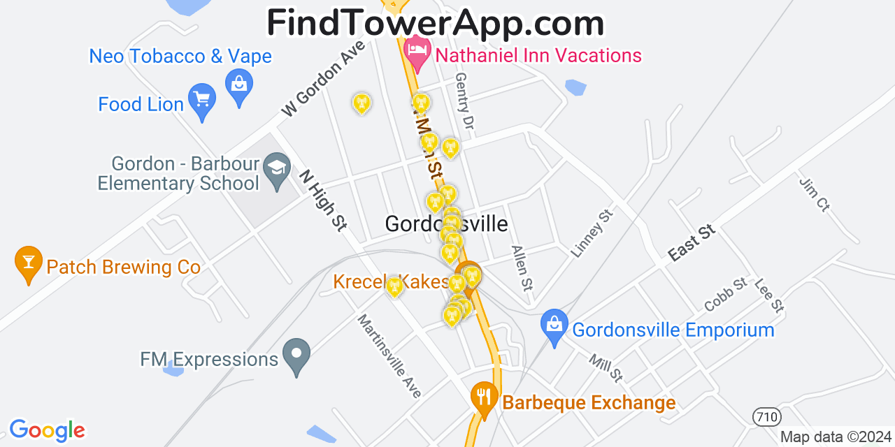 T-Mobile 4G/5G cell tower coverage map Gordonsville, Virginia