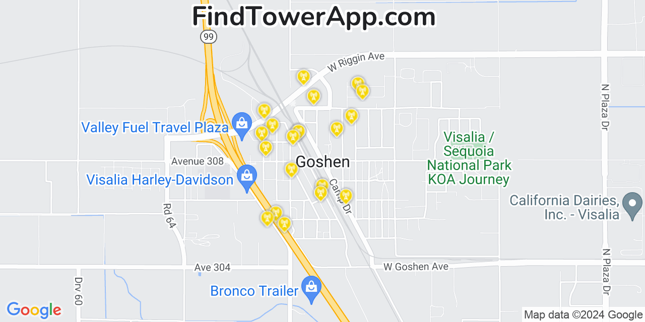 T-Mobile 4G/5G cell tower coverage map Goshen, California