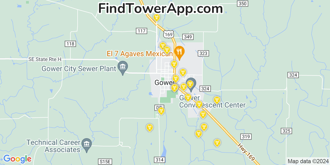 Verizon 4G/5G cell tower coverage map Gower, Missouri