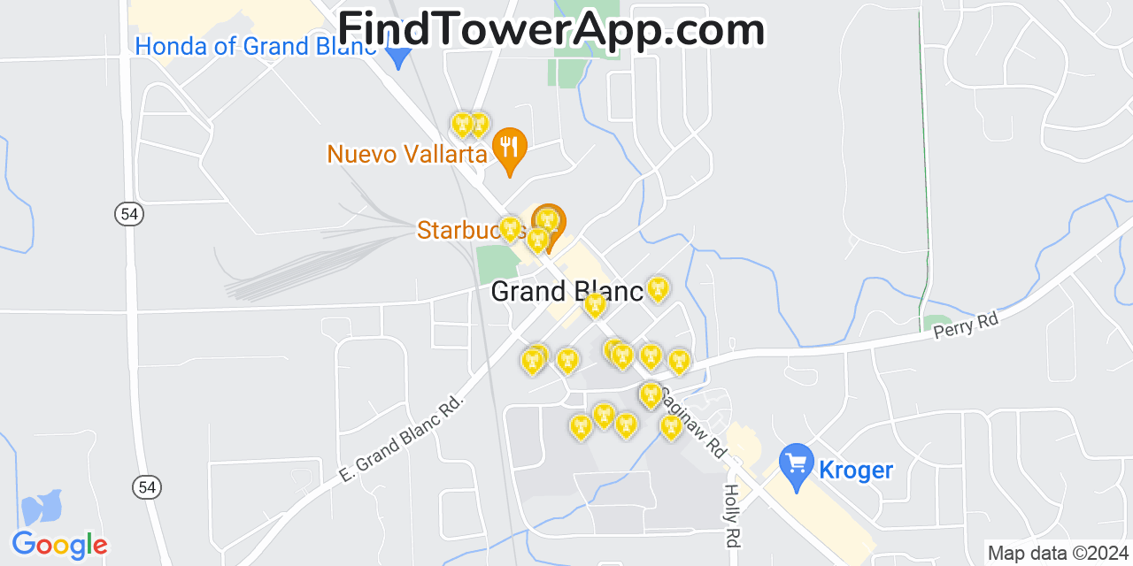 Verizon 4G/5G cell tower coverage map Grand Blanc, Michigan