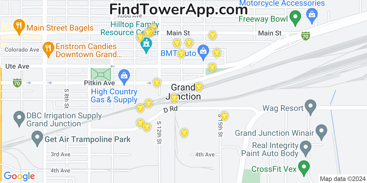 AT&T 4G/5G cell tower coverage map Grand Junction, Colorado