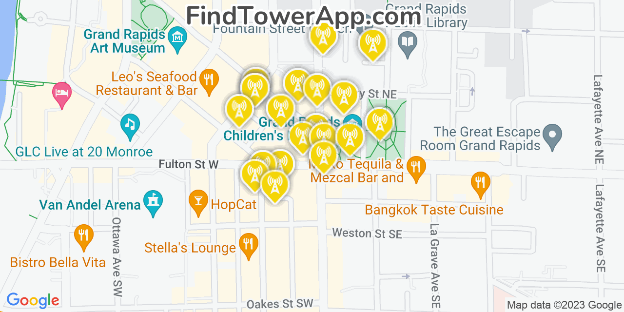 Verizon 4G/5G cell tower coverage map Grand Rapids, Michigan