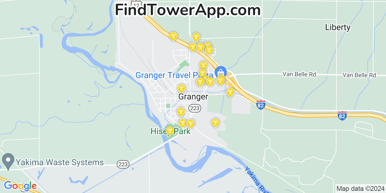 T-Mobile 4G/5G cell tower coverage map Granger, Washington