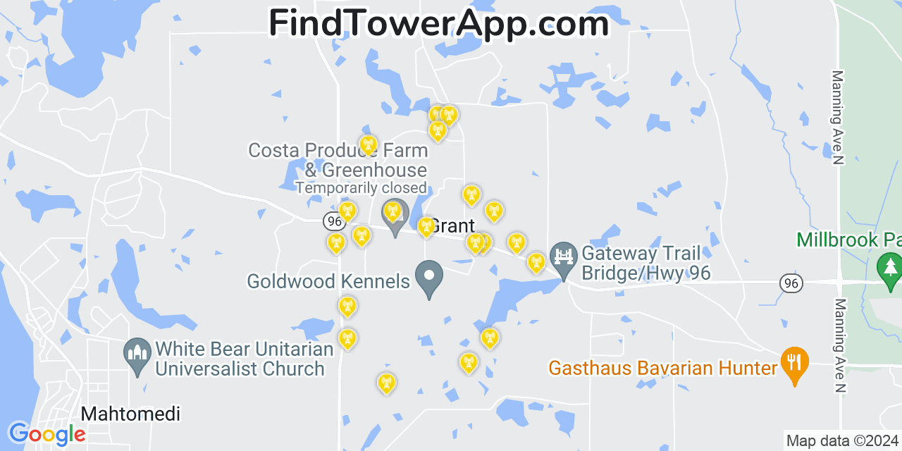 T-Mobile 4G/5G cell tower coverage map Grant, Minnesota