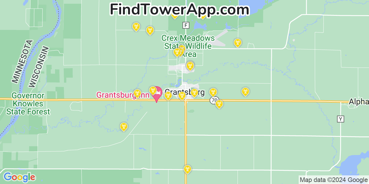 T-Mobile 4G/5G cell tower coverage map Grantsburg, Wisconsin