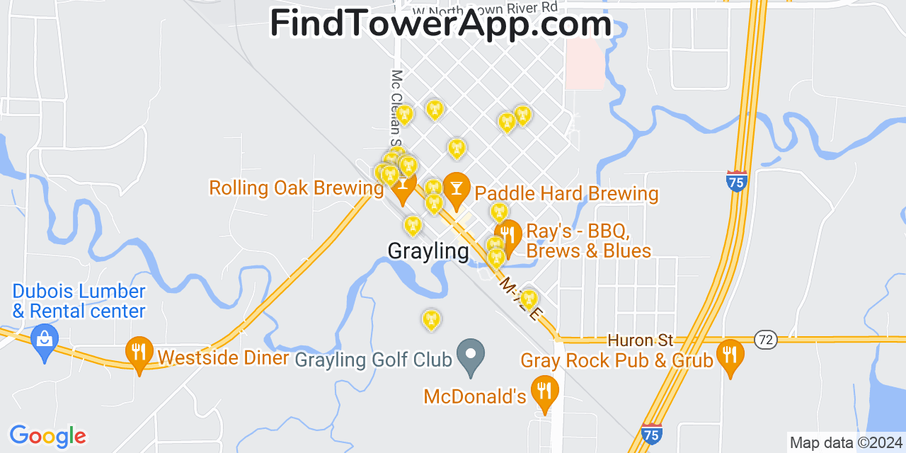 T-Mobile 4G/5G cell tower coverage map Grayling, Michigan