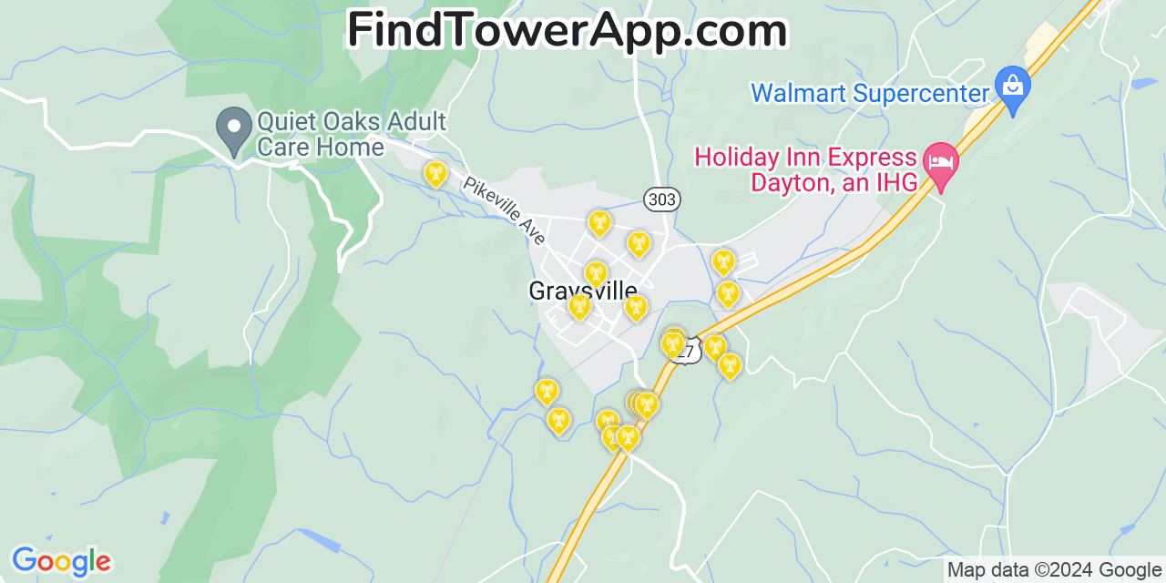 AT&T 4G/5G cell tower coverage map Graysville, Tennessee