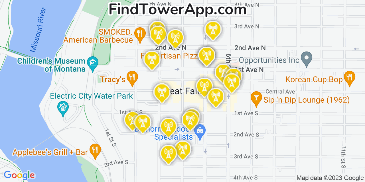 Great Falls Montana Cell Tower Coverage Map