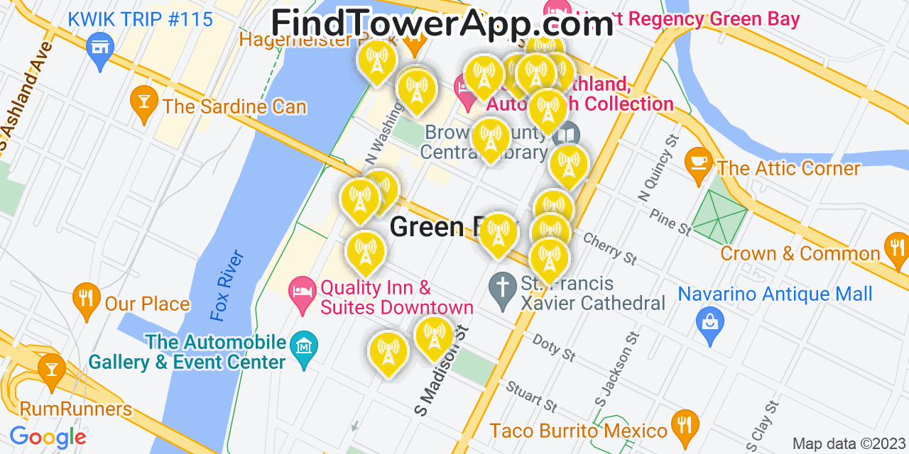 Green Bay Wisconsin Cell Tower Coverage Map