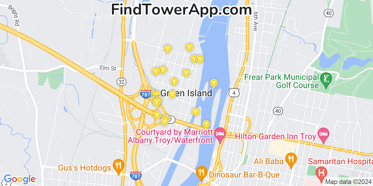 Verizon 4G/5G cell tower coverage map Green Island, New York