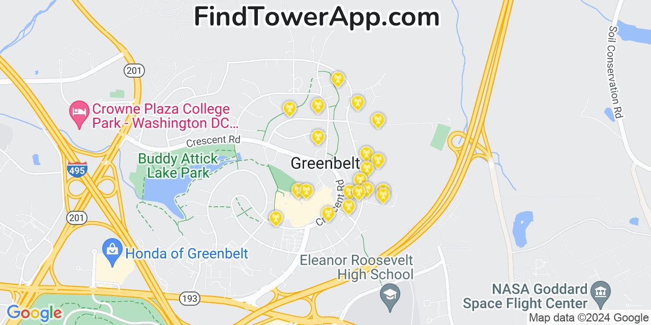 T-Mobile 4G/5G cell tower coverage map Greenbelt, Maryland