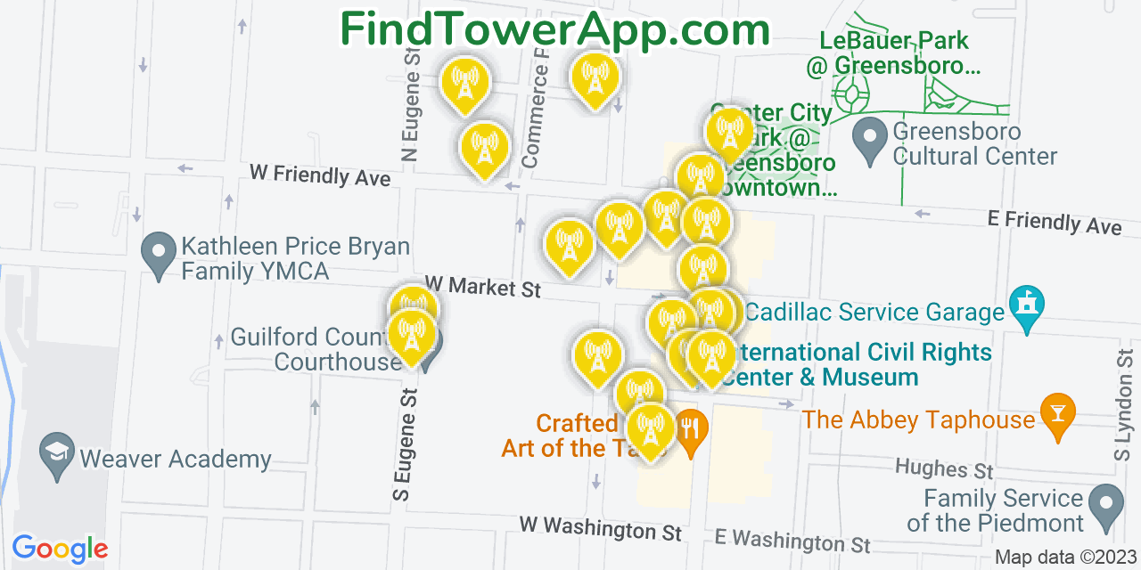 Greensboro North Carolina Cell Tower Coverage Map