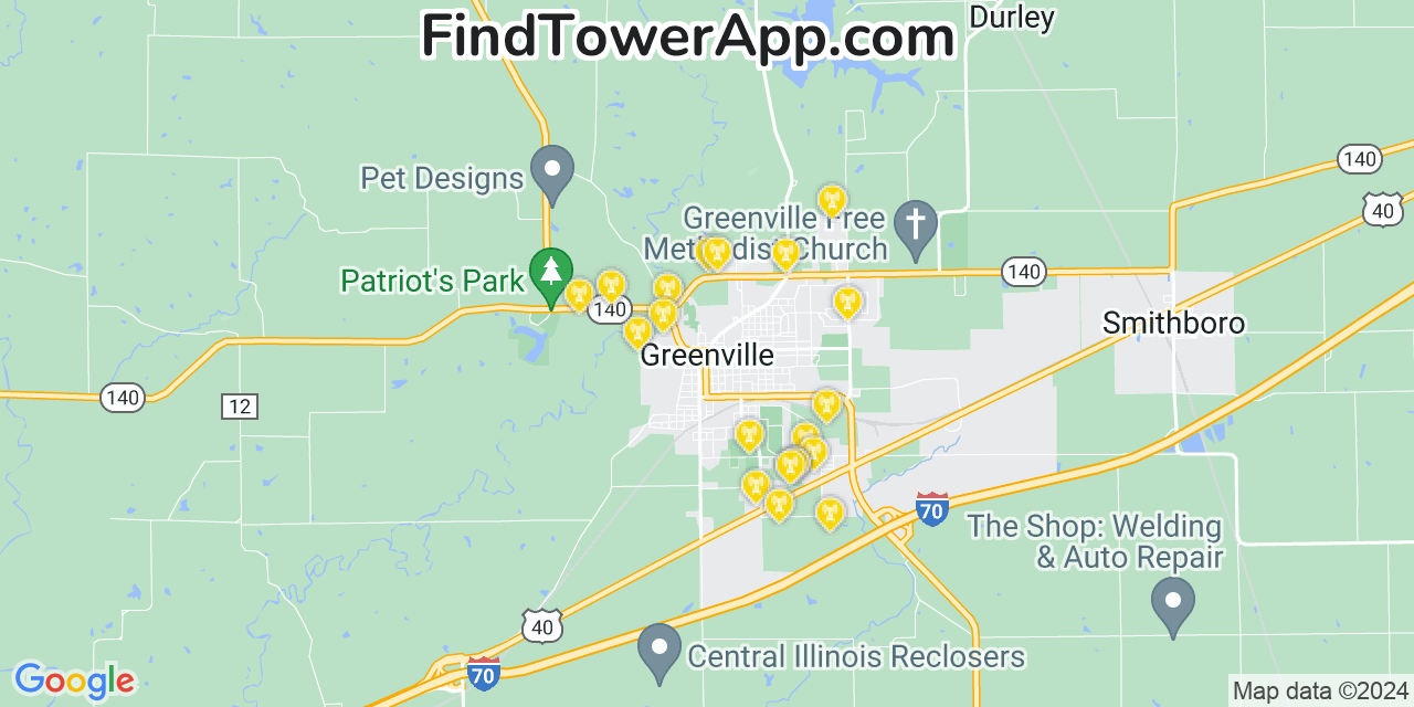 T-Mobile 4G/5G cell tower coverage map Greenville, Illinois