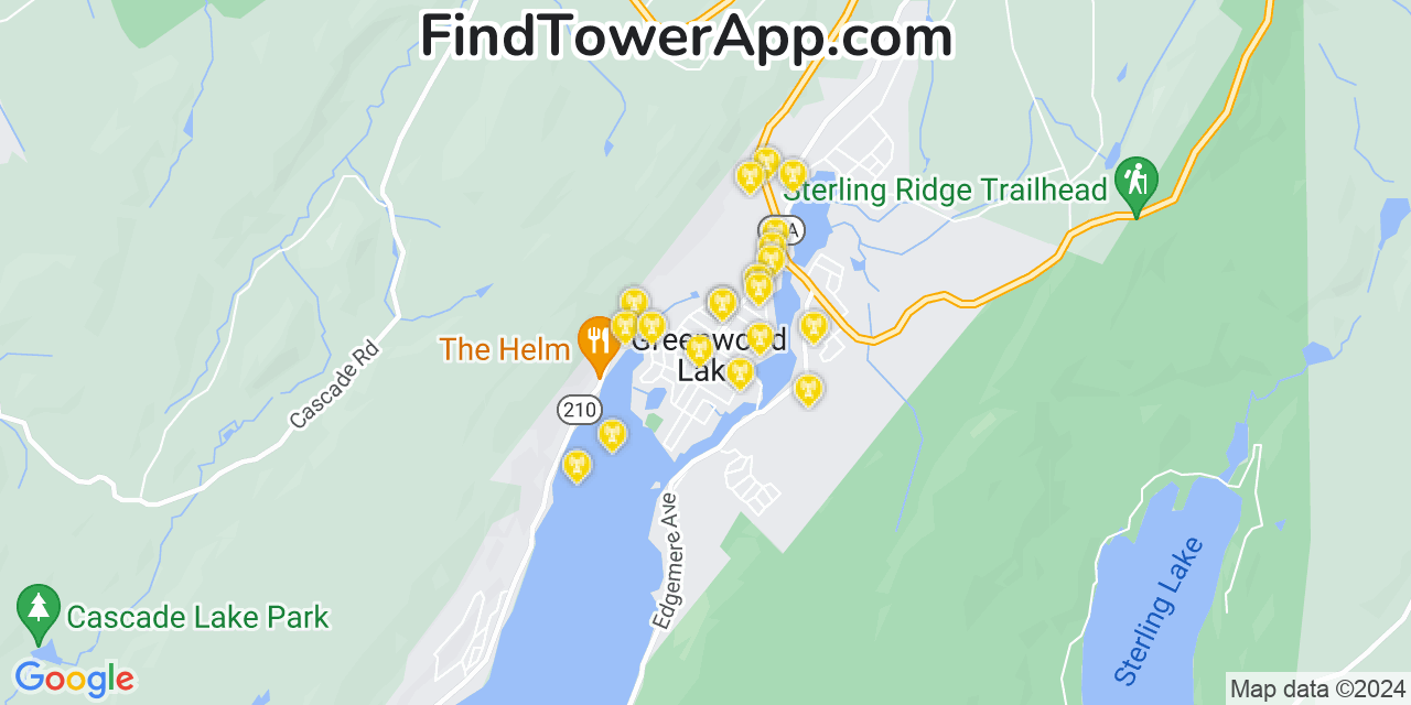 AT&T 4G/5G cell tower coverage map Greenwood Lake, New York