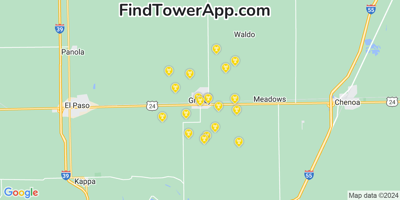 T-Mobile 4G/5G cell tower coverage map Gridley, Illinois