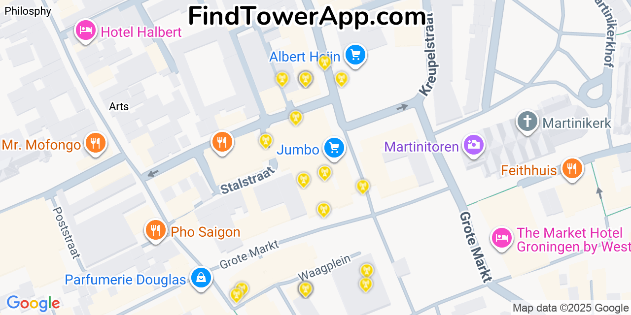 Groningen Cell Towers, Netherlands - FindTower App Coverage Maps