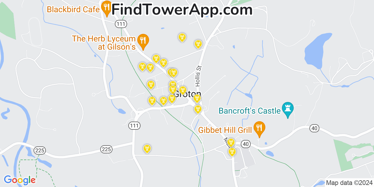 T-Mobile 4G/5G cell tower coverage map Groton, Massachusetts