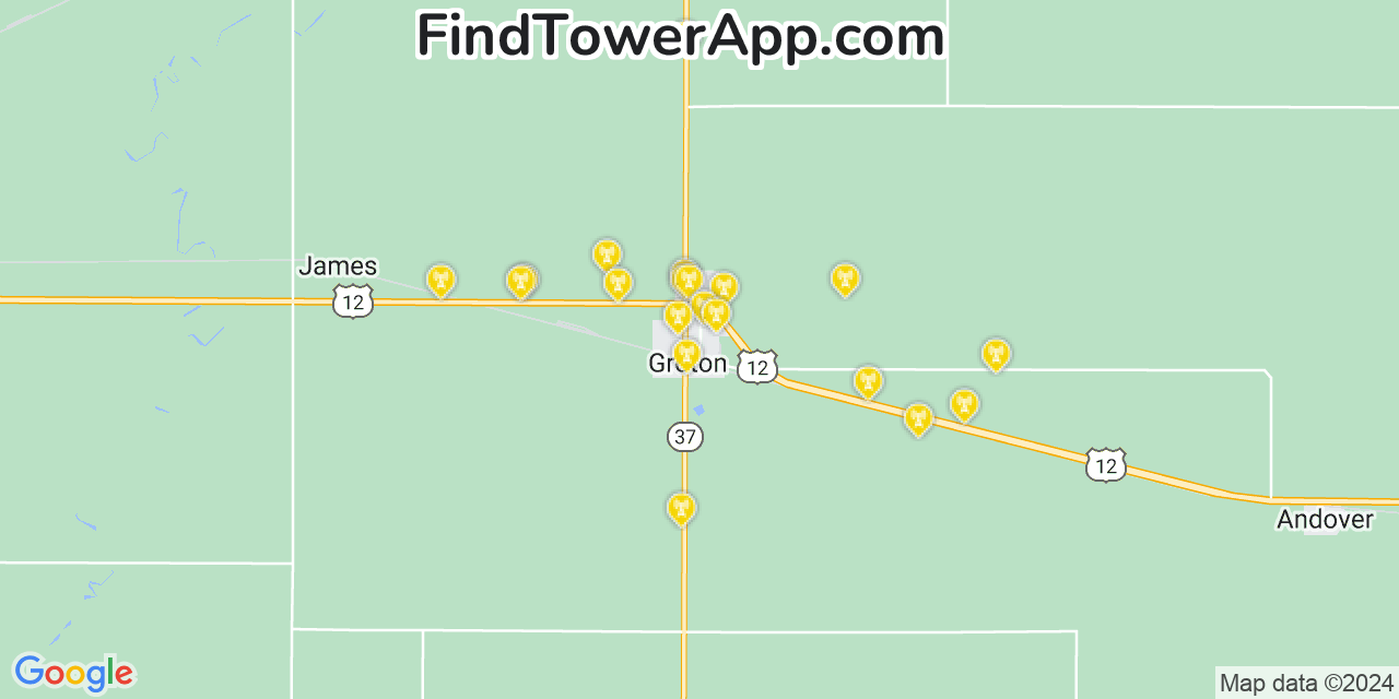 T-Mobile 4G/5G cell tower coverage map Groton, South Dakota