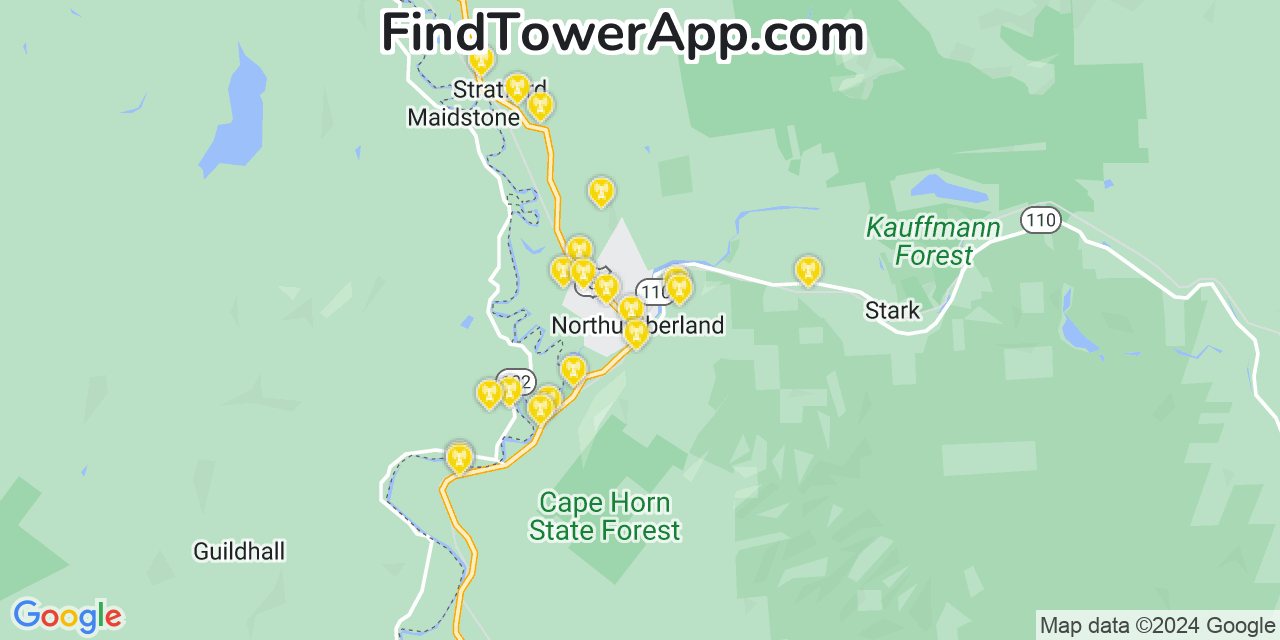 AT&T 4G/5G cell tower coverage map Groveton, New Hampshire