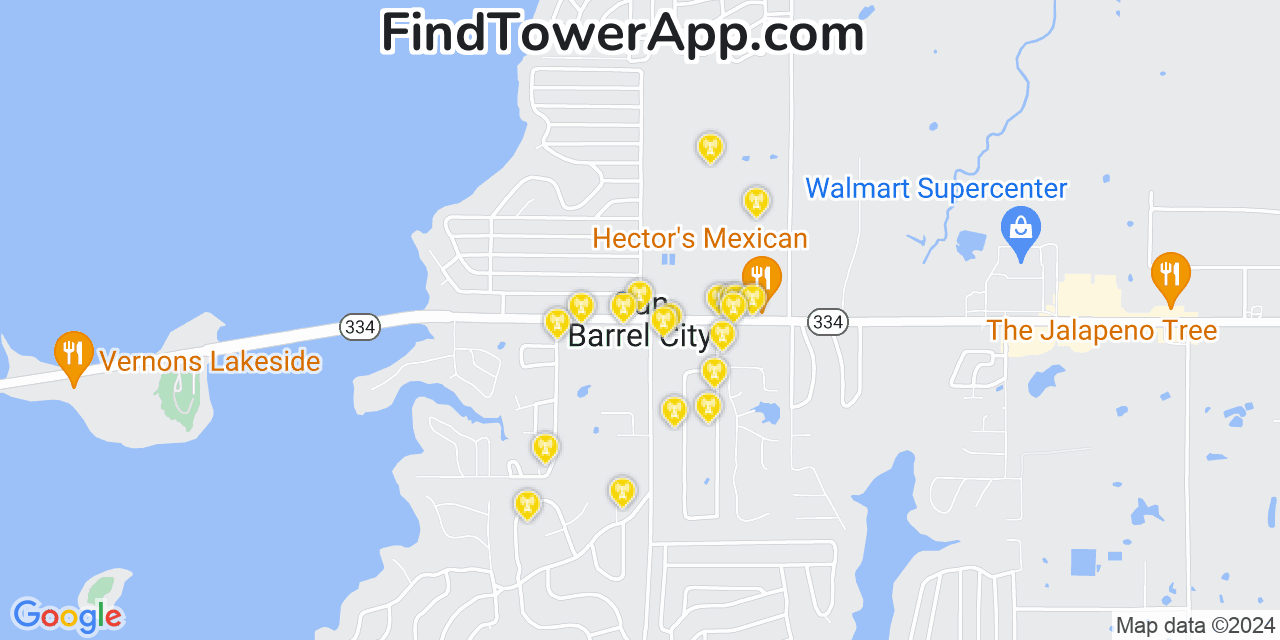 AT&T 4G/5G cell tower coverage map Gun Barrel City, Texas