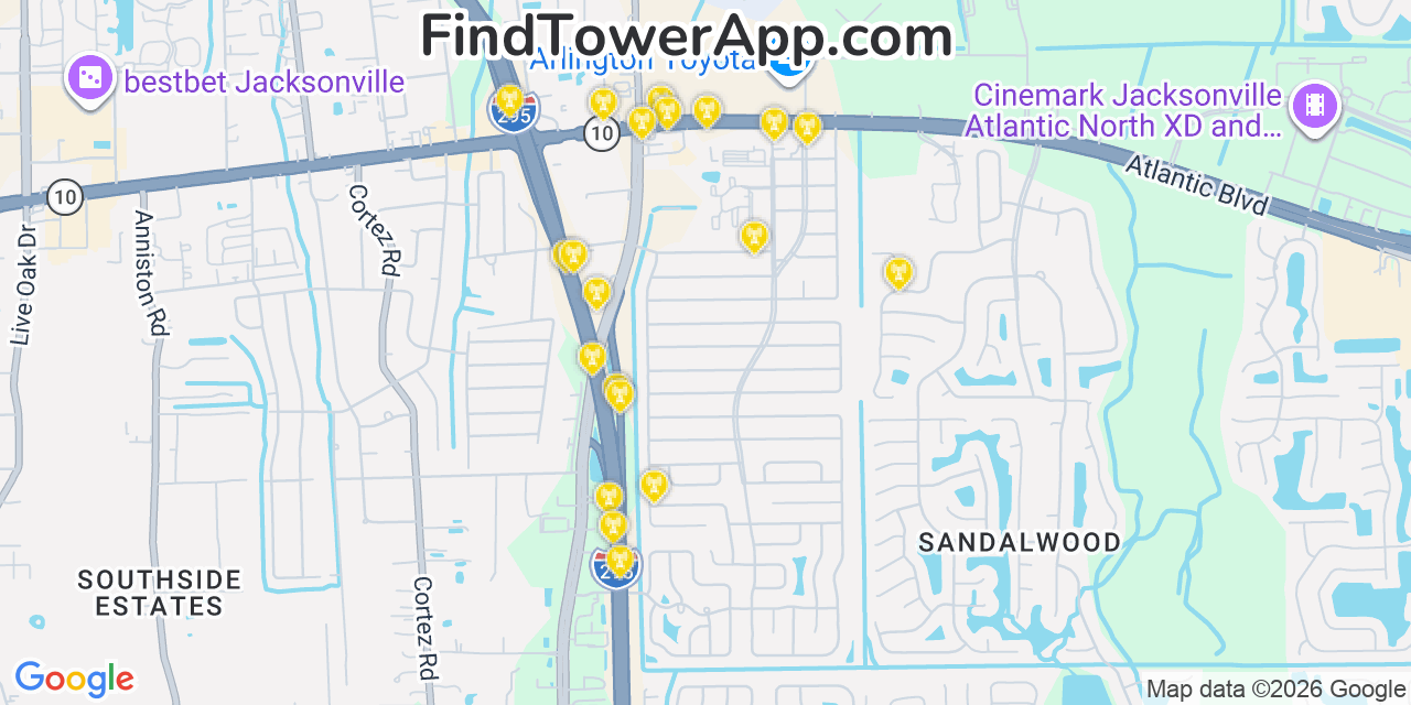 Map showing the 20 primary cell tower locations detected in Hä Wä«, Hawaii from AT&T, Verizon, and T-Mobile networks