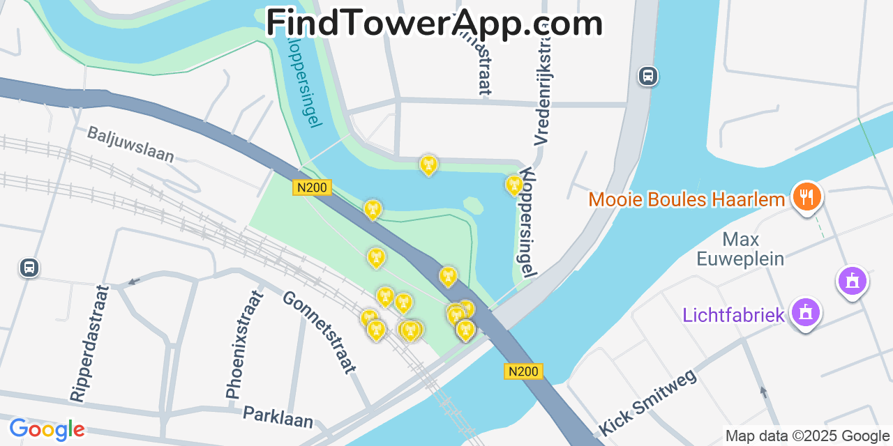 Haarlem Cell Towers, Netherlands - FindTower App Coverage Maps