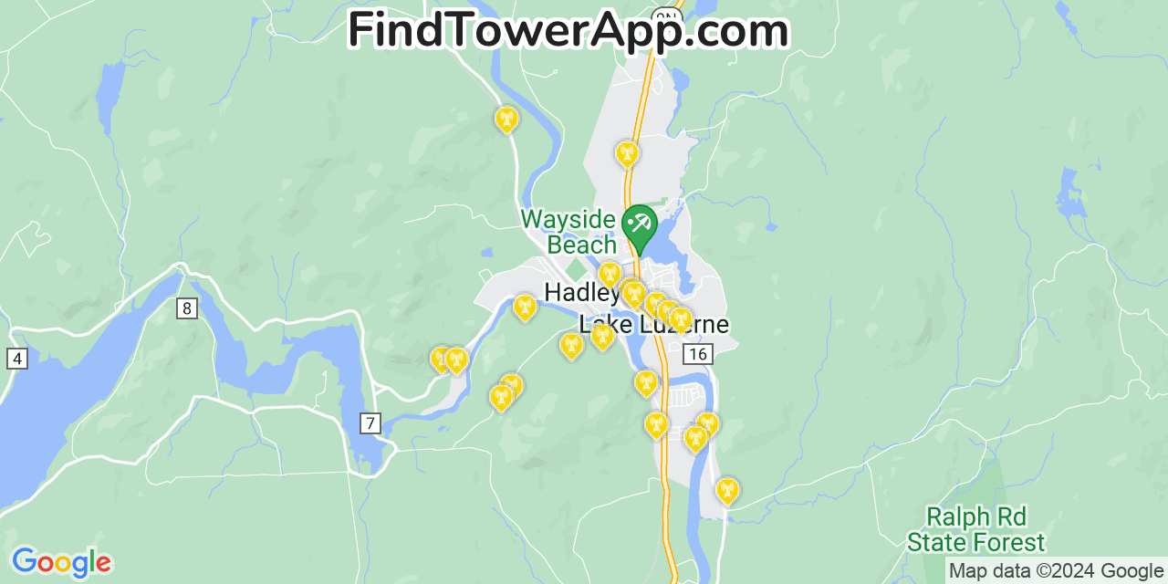 AT&T 4G/5G cell tower coverage map Hadley, New York