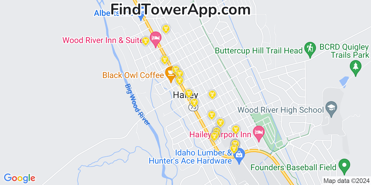 Verizon 4G/5G cell tower coverage map Hailey, Idaho