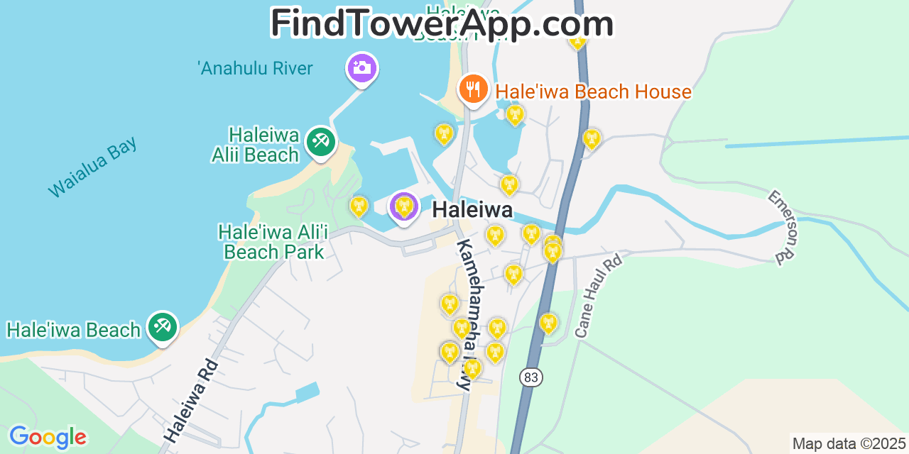 Verizon 4G/5G cell tower coverage map Haleiwa, Hawaii