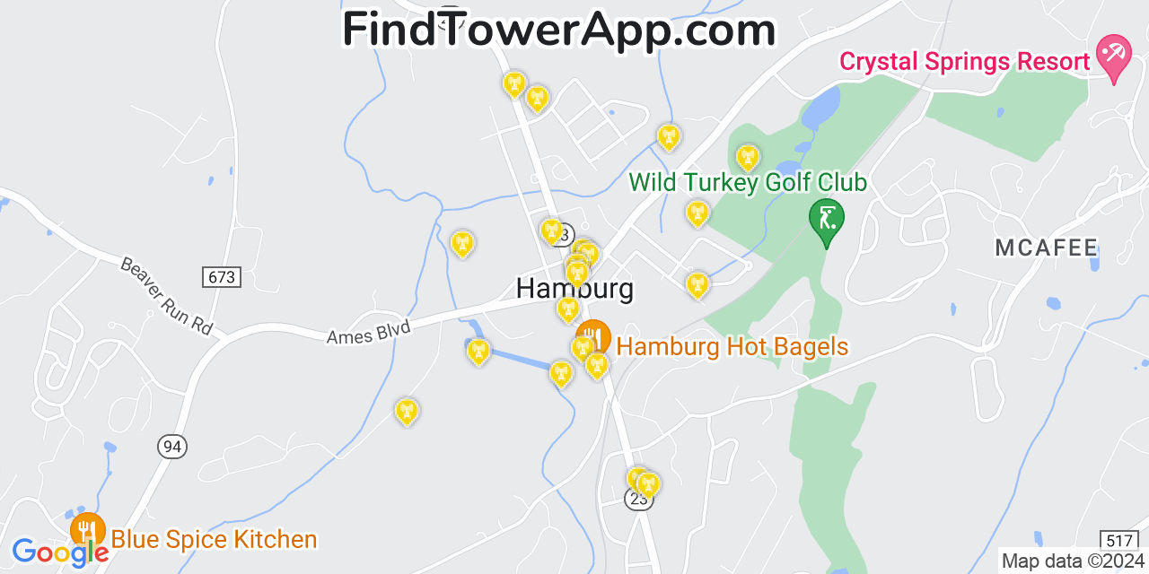 Verizon 4G/5G cell tower coverage map Hamburg, New Jersey