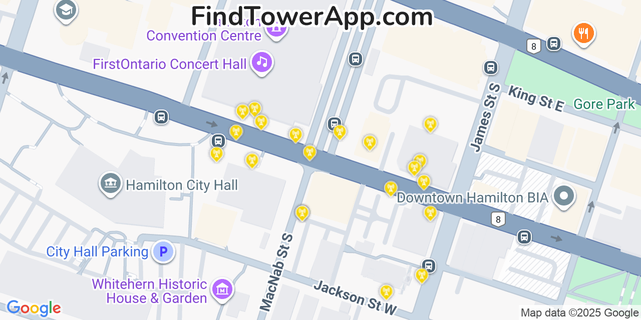 Hamilton Cell Towers, Canada - FindTower App Coverage Maps
