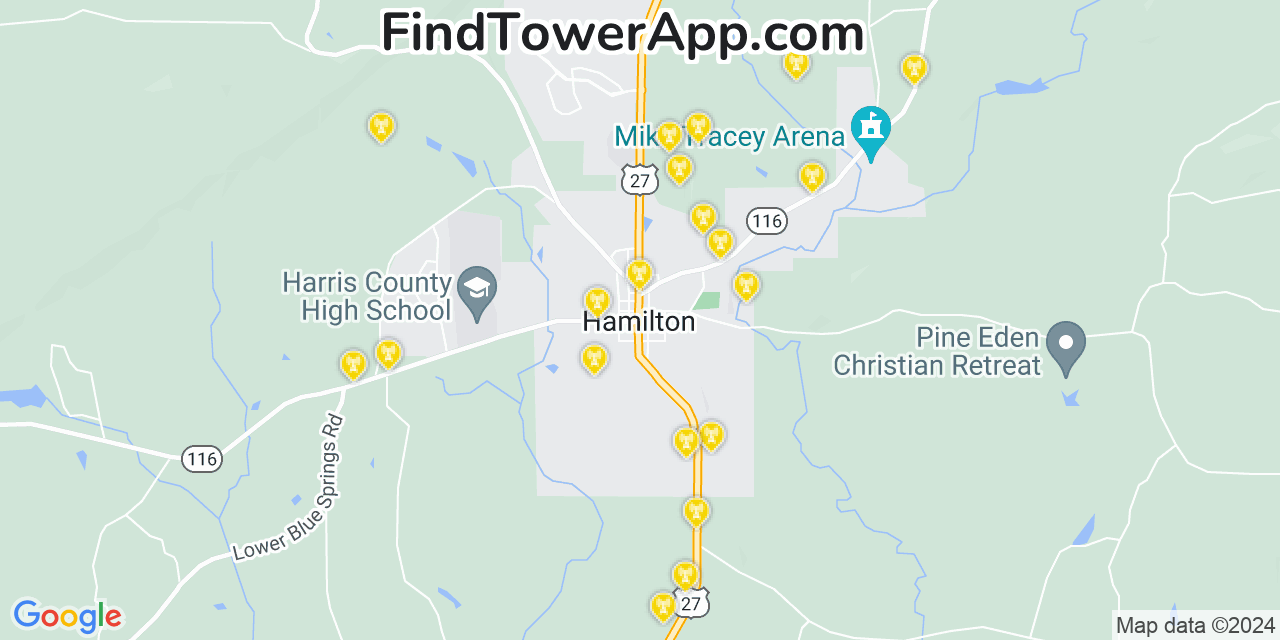 AT&T 4G/5G cell tower coverage map Hamilton, Georgia