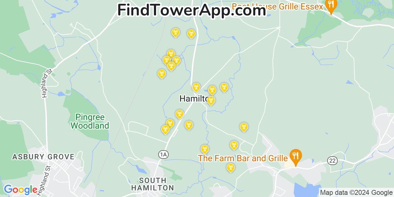 T-Mobile 4G/5G cell tower coverage map Hamilton, Massachusetts