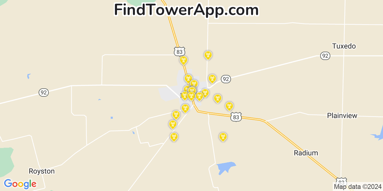 AT&T 4G/5G cell tower coverage map Hamlin, Texas