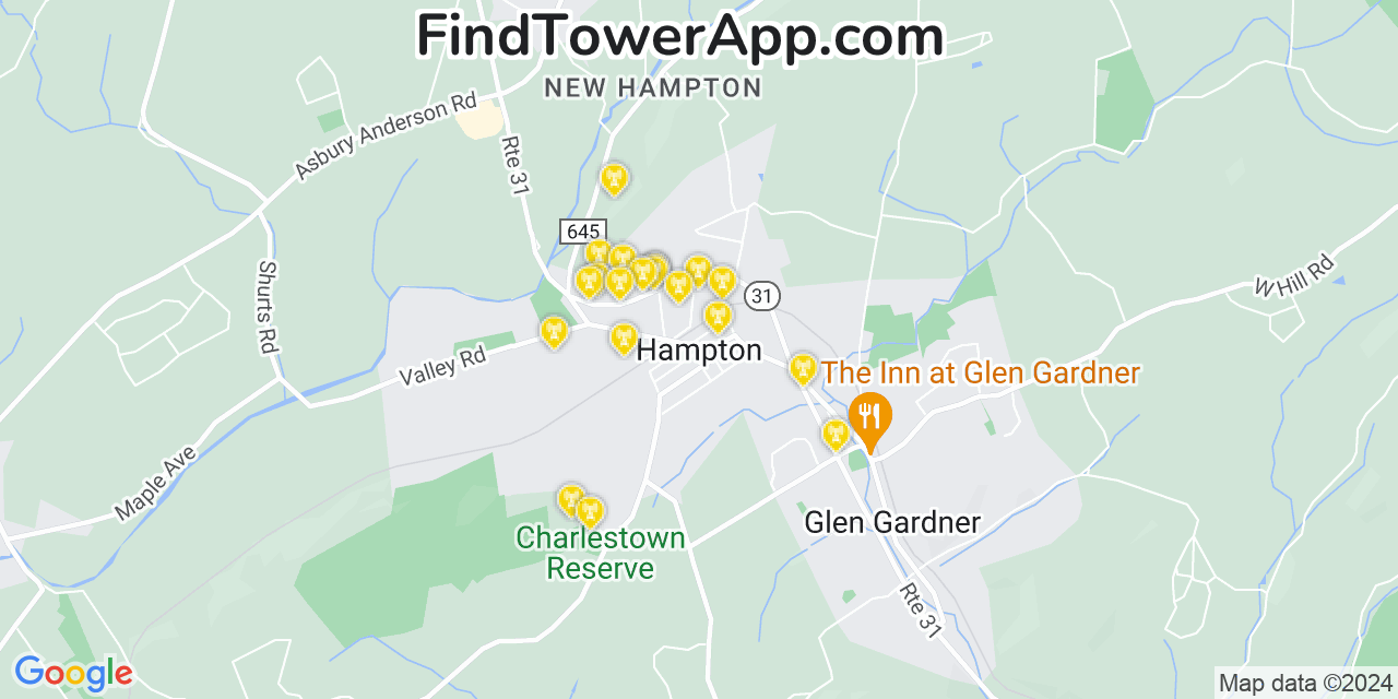 AT&T 4G/5G cell tower coverage map Hampton, New Jersey