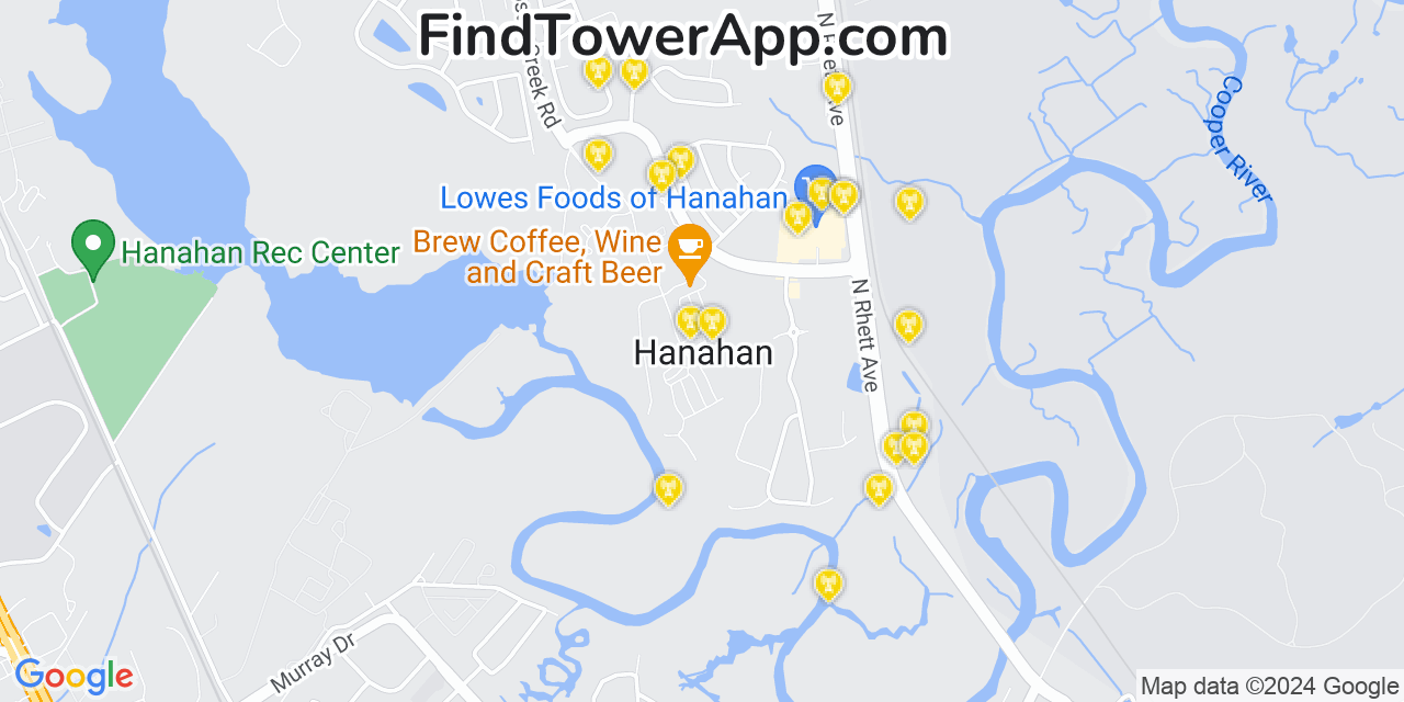 T-Mobile 4G/5G cell tower coverage map Hanahan, South Carolina