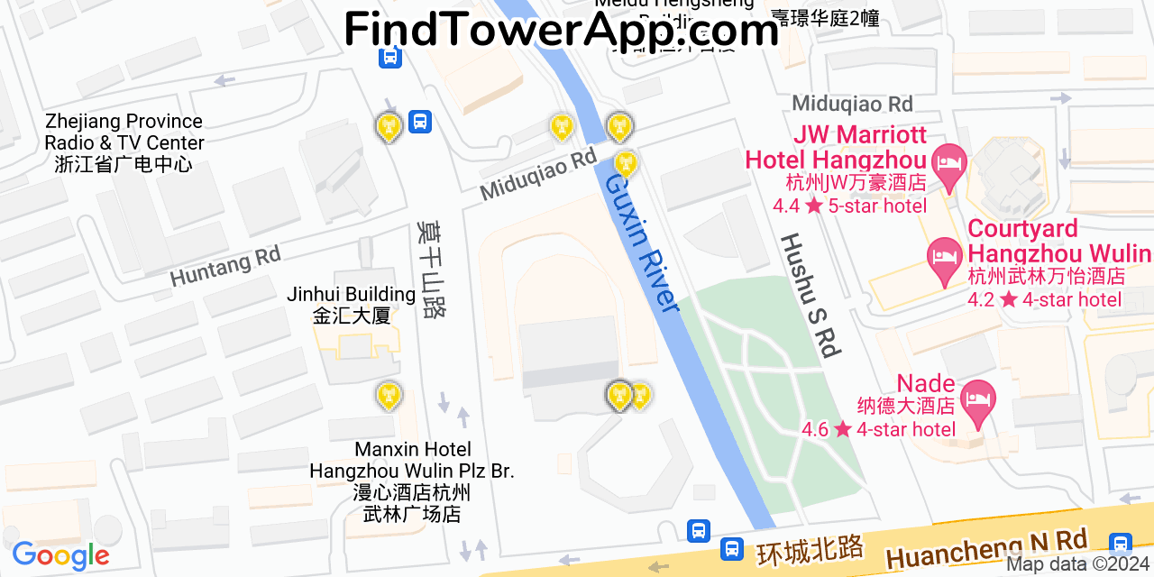 Hangzhou (China) 4G/5G cell tower coverage map