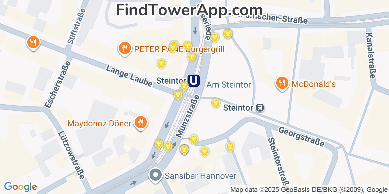 Hannover Cell Towers, Germany - FindTower App Coverage Maps