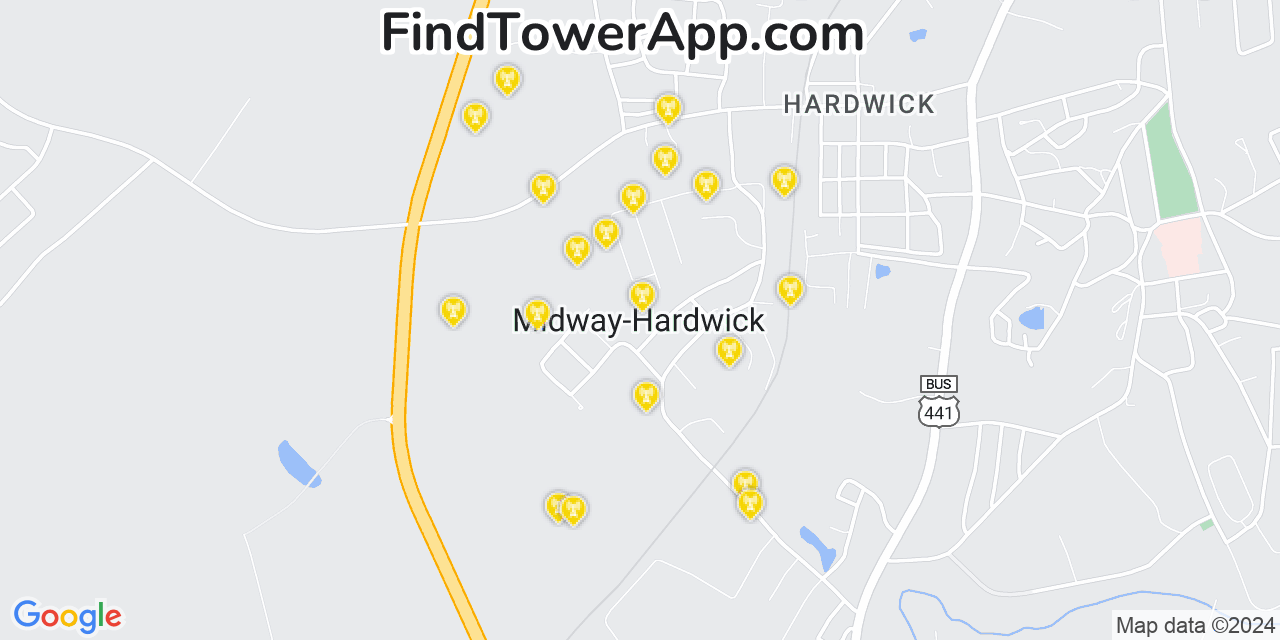 AT&T 4G/5G cell tower coverage map Hardwick, Georgia