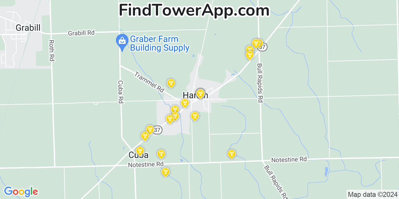 T-Mobile 4G/5G cell tower coverage map Harlan, Indiana