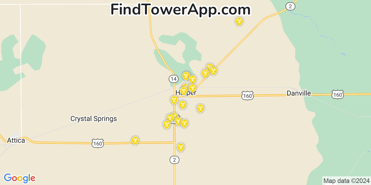 Verizon 4G/5G cell tower coverage map Harper, Kansas