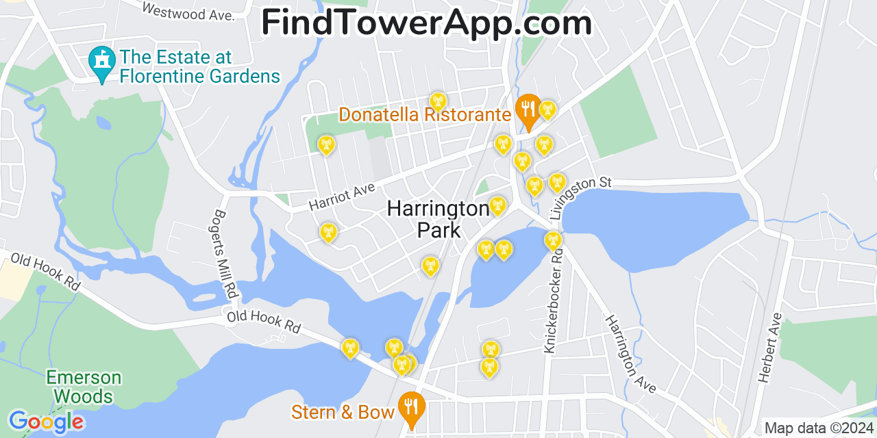 AT&T 4G/5G cell tower coverage map Harrington Park, New Jersey