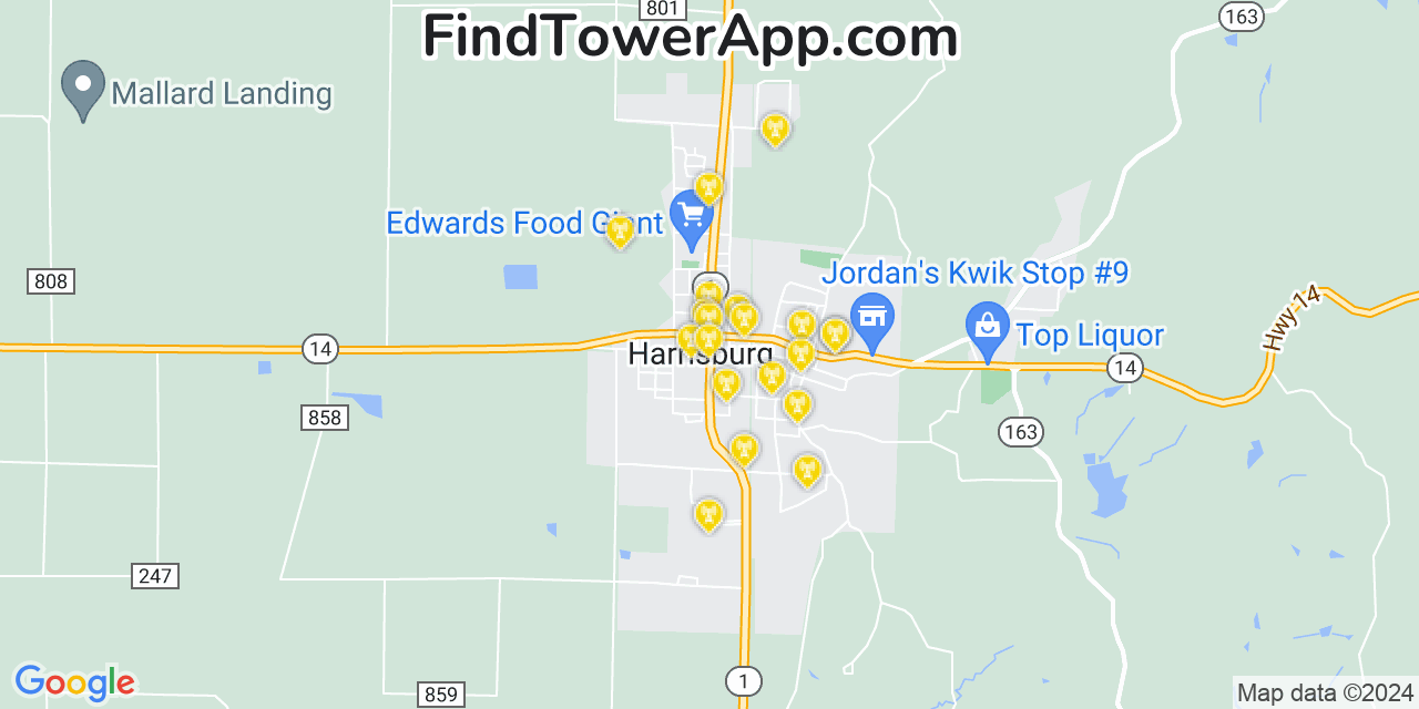 Harrisburg Arkansas Cell Tower Coverage Map