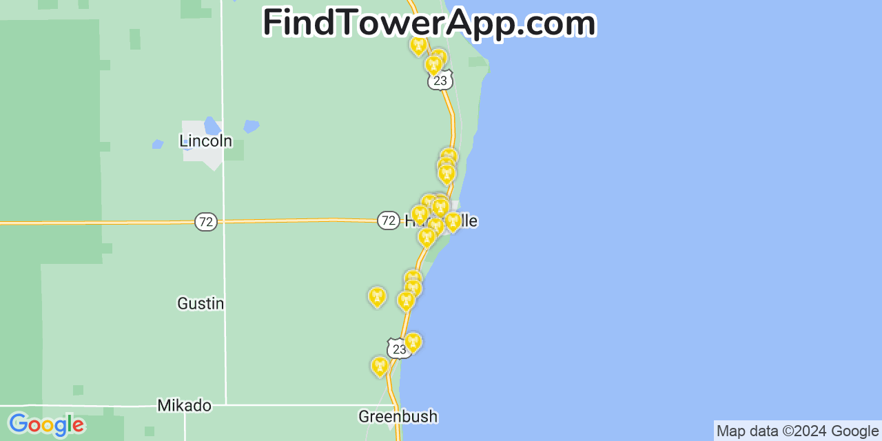 Verizon 4G/5G cell tower coverage map Harrisville, Michigan