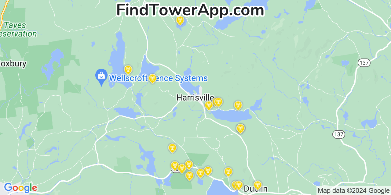 T-Mobile 4G/5G cell tower coverage map Harrisville, New Hampshire