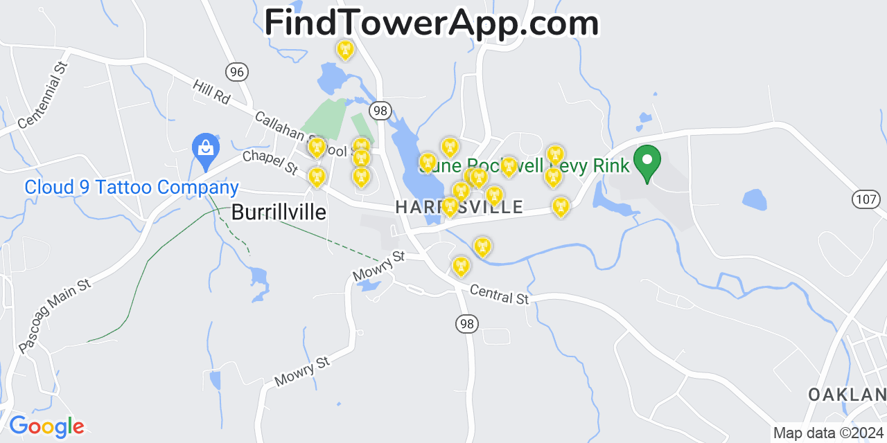 T-Mobile 4G/5G cell tower coverage map Harrisville, Rhode Island