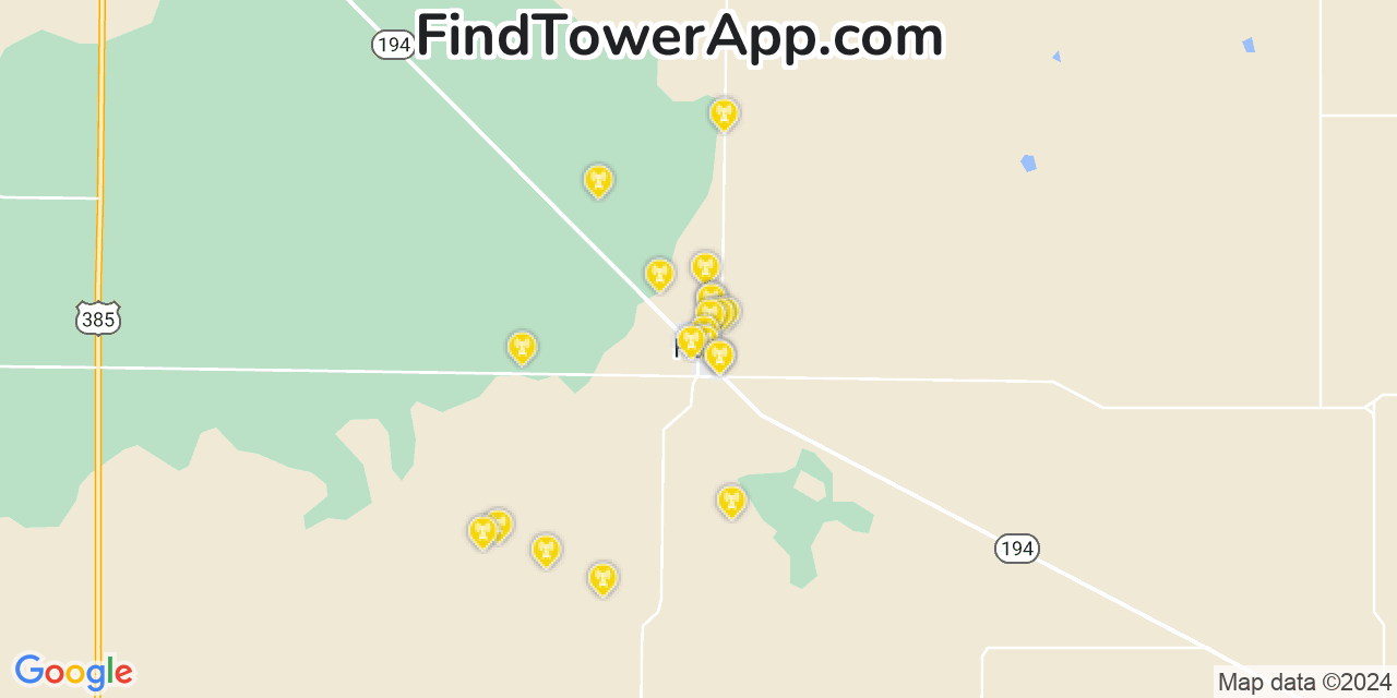 AT&T 4G/5G cell tower coverage map Hart, Texas